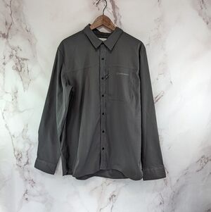 Backcountry Shirt Mens XL Gray Button Up Long Sleeve Zip Pocket Hiking Climbing